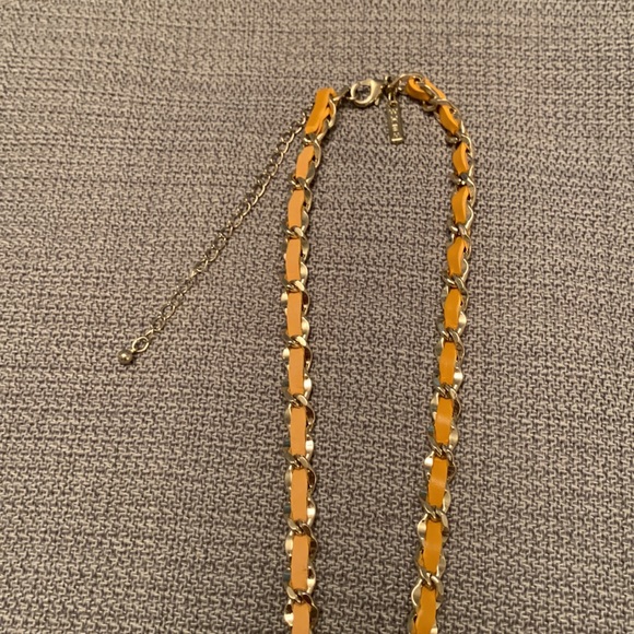 WHBM Leather & Gold Tone Chain Necklace with Beaded Tassels - Picture 3 of 11